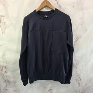 Zyia Shirt Mens Small Black Long Sleeve Football Zip Pocket Thumb Holes Pullover